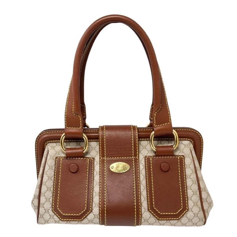 CELINE Vintage Macadam Canvas & Leather Satchel Doctor Bag, Stunning Condition - Picture 6 of 14